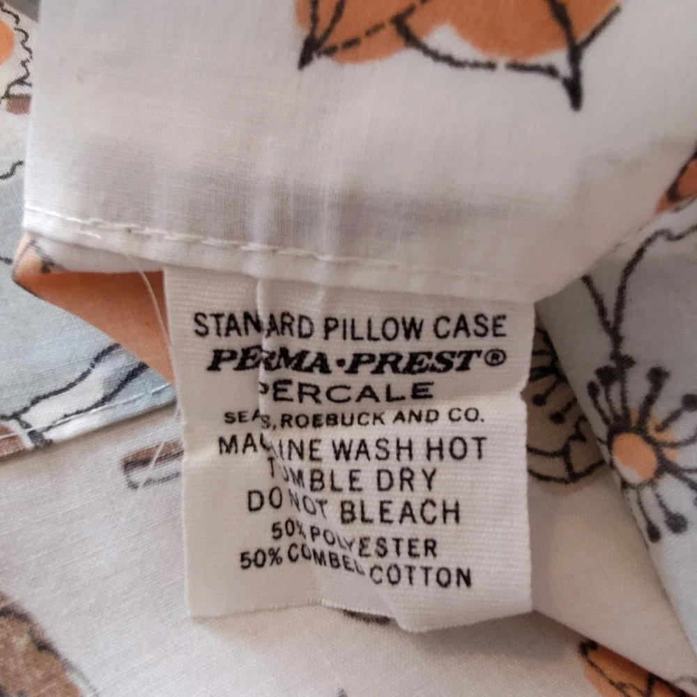 Sears Roebuck Renfrew Hall Perma Prest Percale Twin Sheet Set & Pillowcase Retro